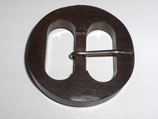 FIBBIA VERO LEGNO TEK ? VINTAGE X CINTURA  ANNI 70 DIAMET 5,5 CM FONDO MAGAZZINO