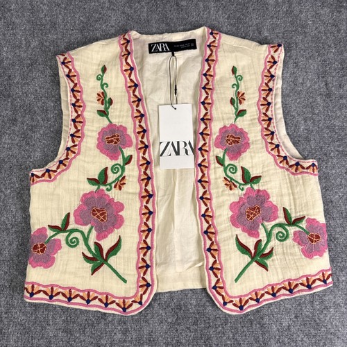 Gilet zara ricamato floreale - zara,