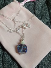 Collana  Argento 925 con perla di fiume e Vetro di Murano ? LuaCreazioni ?