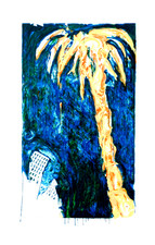 MARIO SCHIFANO-  SERIGRAFIA MATERICA   CM 100 x 70 PALMA DORATA