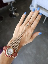 Orologio Bracciale Con Anello Strass Stile Arabo