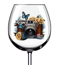 12x decalcomanie adesivo vinile fotocamera vintage floreale bicchieri da vino bottiglia w469