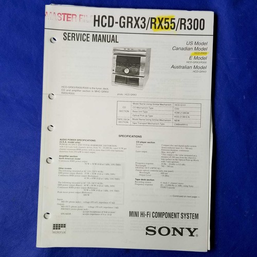 Sony hcd grx3 - hcd-grx3, hcd-rx55