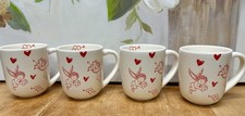 4 tazze da tè caffè Sur La Table, cherubini e cuori