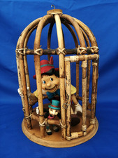 Personaggi Disney Pinocchio e Jiminy in gabbia 40 cm vintage Disney personaggio in resina
