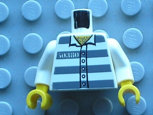 Lego white torso town prisoner - white,