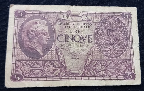 Banconota cinque lire - , 1944