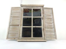 SPECCHIO FINESTRA IN LEGNO TINTO ANTICO CON PERSIANE DA PARETE