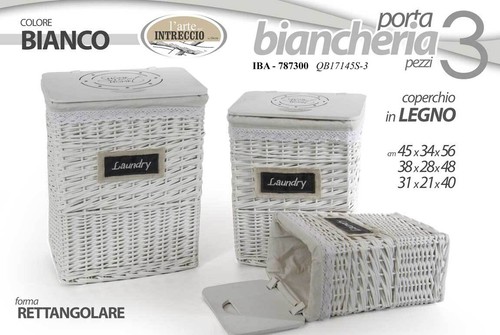 Ceste vimini legno bianco - legno,