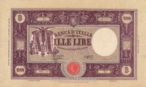 Regno italia 1000 lire - d'italia,