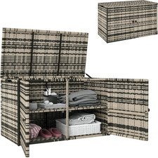 Baule Da Esterno Da 350L a 2 Livelli in Rattan PE, Contenitore Da Esterno Con Pi