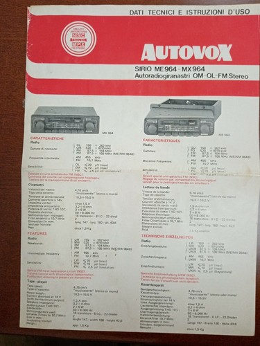 Autovox sirio 964 - sirio, mx