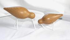 Normann Copenhagen coppia statuine Shorebird legno metallo uccellino Scandi ottime condizioni