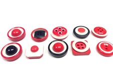 SET 10 BOTTONI VINTAGE ROSSO