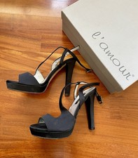 Sandali plateau tacco neri raso L’amour by Albano Donna Cerimonia