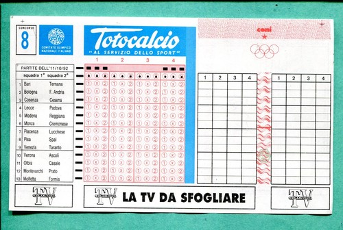 Schedina totocalcio concorso - , 8