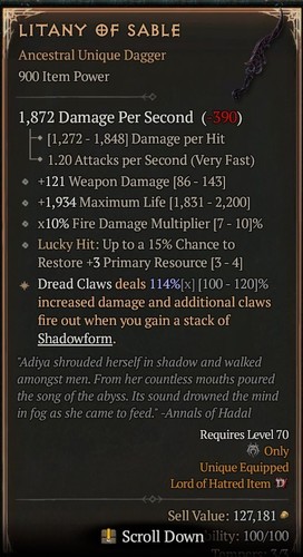 Litany sable 900 - sable, warlock