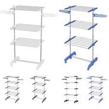 HOMCOM Stendino Verticale Pieghevole a 3/4 Livelli con 6 Ruote Girevoli