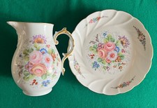 Brocca e piatto Porcellana St. Martial filo oro stile Limoges fiori