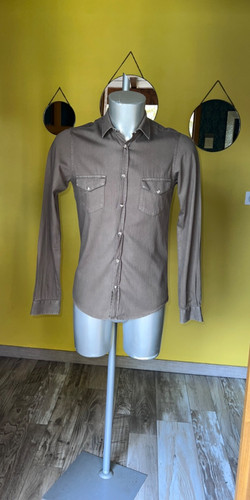 Camicia jeans fine cachi - camicia,