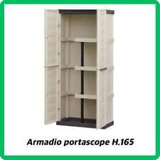 armadio portascope da per esterno porta scope giardino in pvc plastica 2 ante