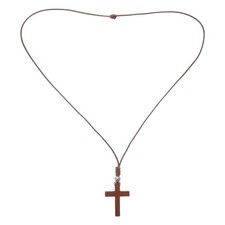  Collana con croce in legno