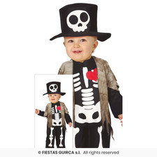 COSTUME SCHELETRO BAMBINO 2-3 ANNI HALLOWEEN E CARNEVALE