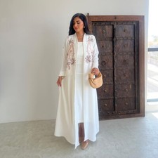 Maxi abito donna bianco ricamo