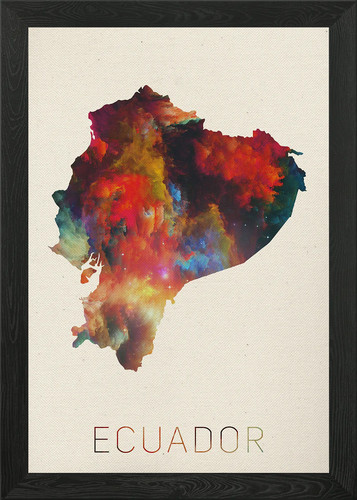 Mappa acquerello ecuador con - mappa,