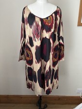 Abito a tubino misto seta Ba&sh foderato tasche matrimonio occasione stampa elegante Uk12 