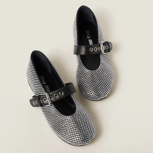 Miu ballerine raso - in, nero
