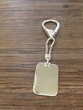 PORTACHIAVI  ARGENTO 925 CATENA CON PIASTRA "VINTAGE " CON INCISIONE