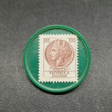 Gettone di Necessità con Francobollo 100 Lire Siracusana - Verde Scuro Pieno