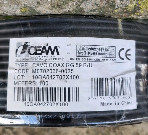 Cavo coassiale rg59 u - cavo, b/u