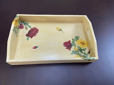 VASSOIO IN LEGNO DECORATO A DECOUPAGE VINTAGE ANN0 1999 BEIGE MISURA 31X21 cm