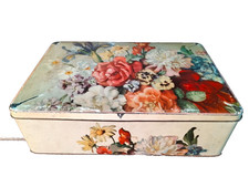 LAZZARONI Grande Scatola Latta cm 40 x 26,5 x 12,5 Motivo Floreale VINTAGE