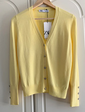 Cardigan Zara giallo scollo a