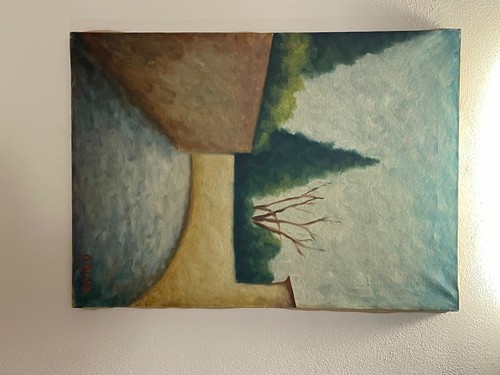 Dipinto olio tela - olio, “via