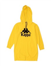 KAPPA Womens Graphic Hooded Jumper Dress UK 16 Large Yellow Cotton BN05