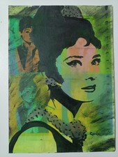 Corde Audrey Hepburn Pop Art Quadro 21,5 X 19 Cm AcrilicoCarta Opera Unica Firma