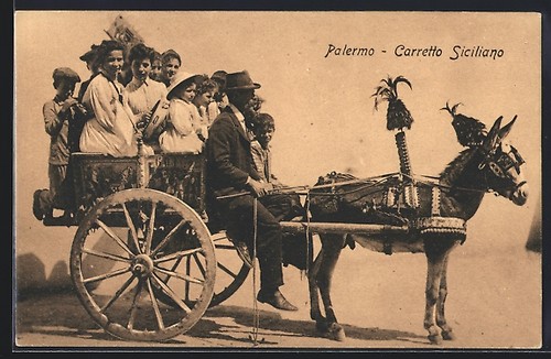 Cartolina palermo carro - cartolina, palermo,