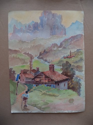 Acquerello carta paesaggio - su,