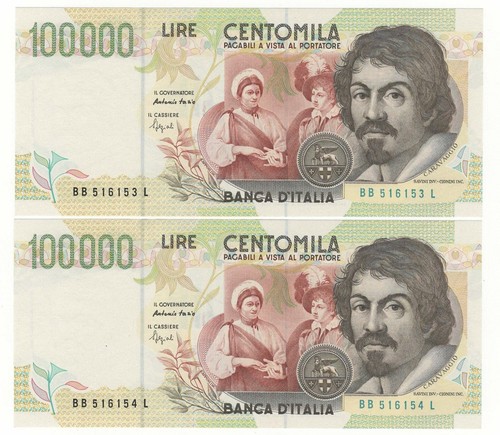 100000 lire caravaggio - lire, ii°