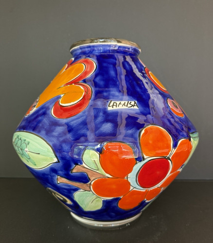 Vaso floreale blu cobalto