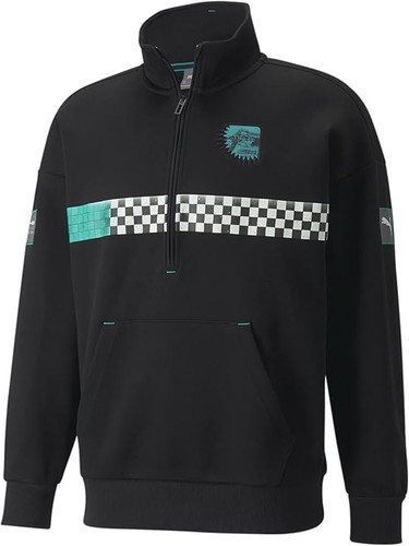 Felpa con mezza zip puma - con,