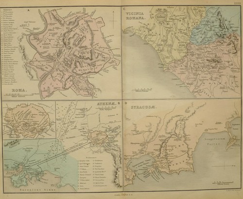 1868 hand coloured ancient map - 1868,