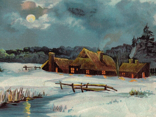 C1910 inverno notte luna - , piena