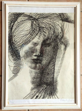 Litografia volto donna - "volto, di