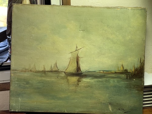 Huile sur toile xixème - huile, marine