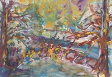 Paesaggio dipinto a guazzo